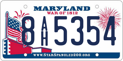 MD license plate 8AH5354