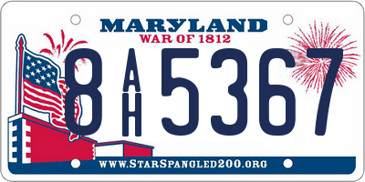MD license plate 8AH5367