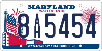 MD license plate 8AH5454