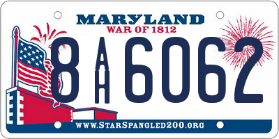 MD license plate 8AH6062