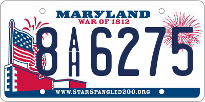 MD license plate 8AH6275