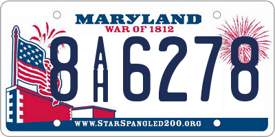 MD license plate 8AH6278