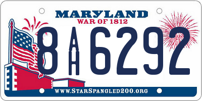MD license plate 8AH6292