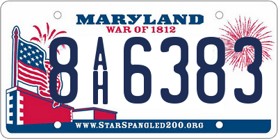 MD license plate 8AH6383