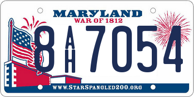MD license plate 8AH7054