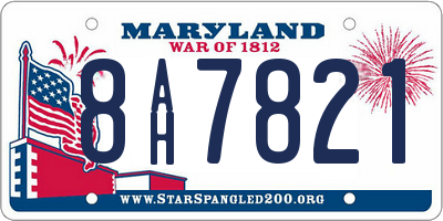 MD license plate 8AH7821