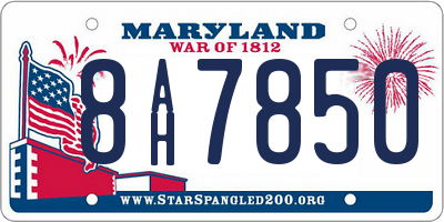 MD license plate 8AH7850