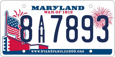 MD license plate 8AH7893