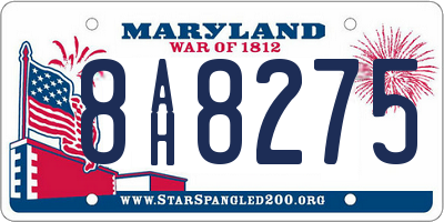 MD license plate 8AH8275