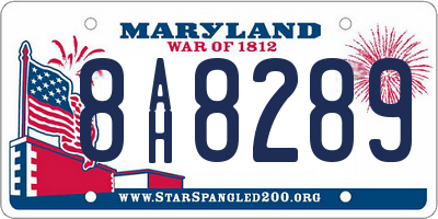 MD license plate 8AH8289
