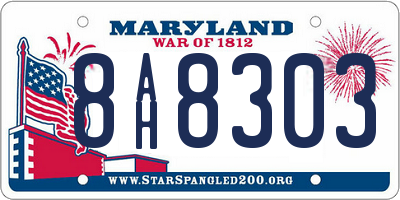 MD license plate 8AH8303