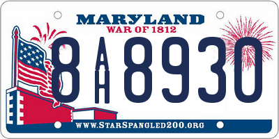 MD license plate 8AH8930