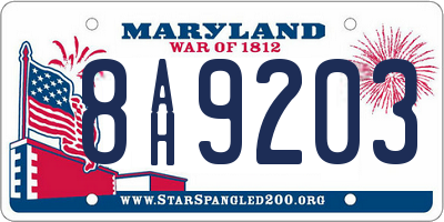 MD license plate 8AH9203