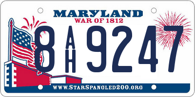 MD license plate 8AH9247