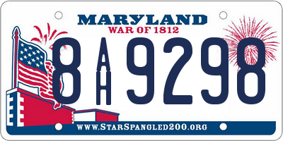 MD license plate 8AH9298