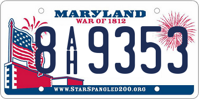 MD license plate 8AH9353