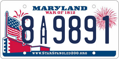 MD license plate 8AH9891
