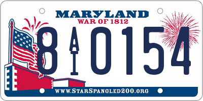 MD license plate 8AI0154