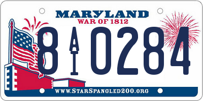 MD license plate 8AI0284