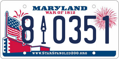 MD license plate 8AI0351