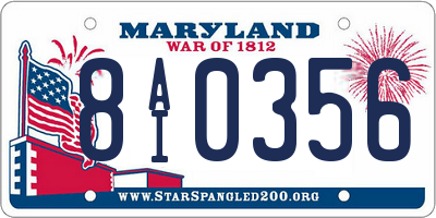 MD license plate 8AI0356