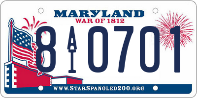 MD license plate 8AI0701