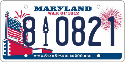 MD license plate 8AI0821