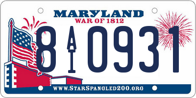 MD license plate 8AI0931