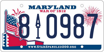 MD license plate 8AI0987