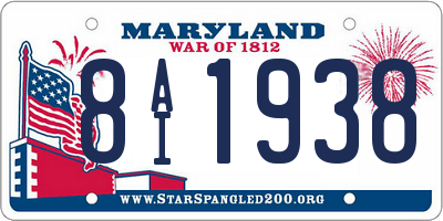 MD license plate 8AI1938