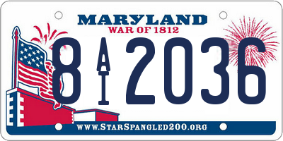 MD license plate 8AI2036