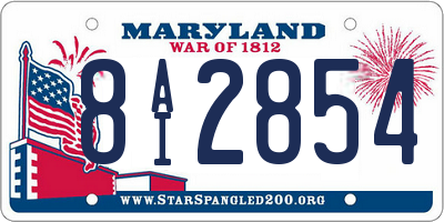 MD license plate 8AI2854