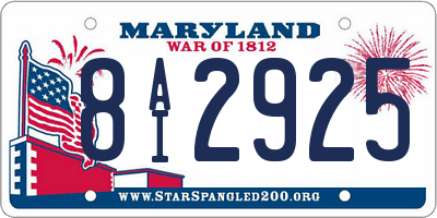 MD license plate 8AI2925