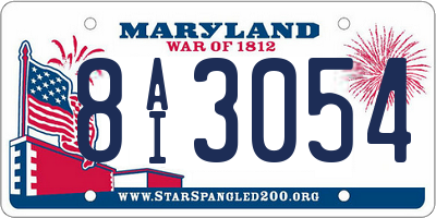 MD license plate 8AI3054