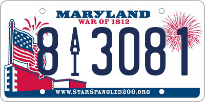 MD license plate 8AI3081