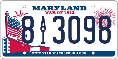 MD license plate 8AI3098