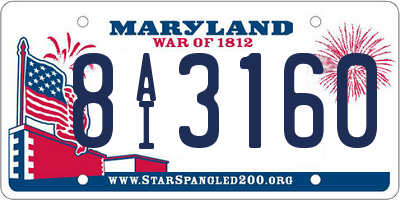 MD license plate 8AI3160