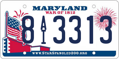 MD license plate 8AI3313