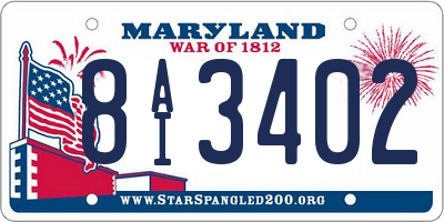 MD license plate 8AI3402