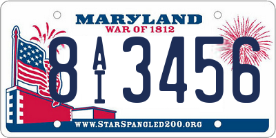 MD license plate 8AI3456
