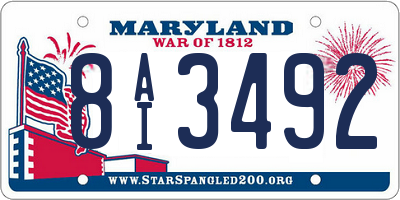 MD license plate 8AI3492