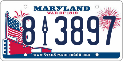 MD license plate 8AI3897
