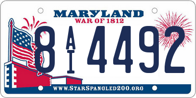 MD license plate 8AI4492