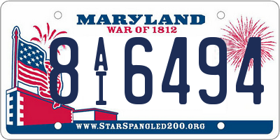 MD license plate 8AI6494