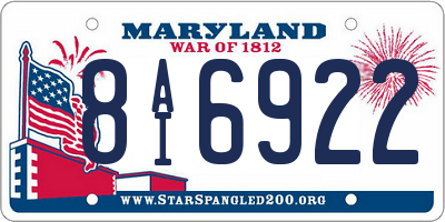 MD license plate 8AI6922