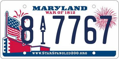 MD license plate 8AI7767