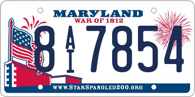 MD license plate 8AI7854