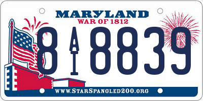 MD license plate 8AI8839