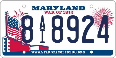 MD license plate 8AI8924