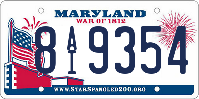 MD license plate 8AI9354